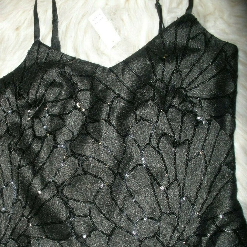 WHBM Black Sequin Embroidered Cami Top Size Small